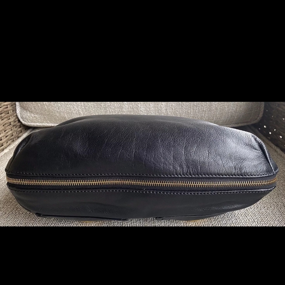 Black Leather Handbag with Gold Accents - Picture 8 of 13
